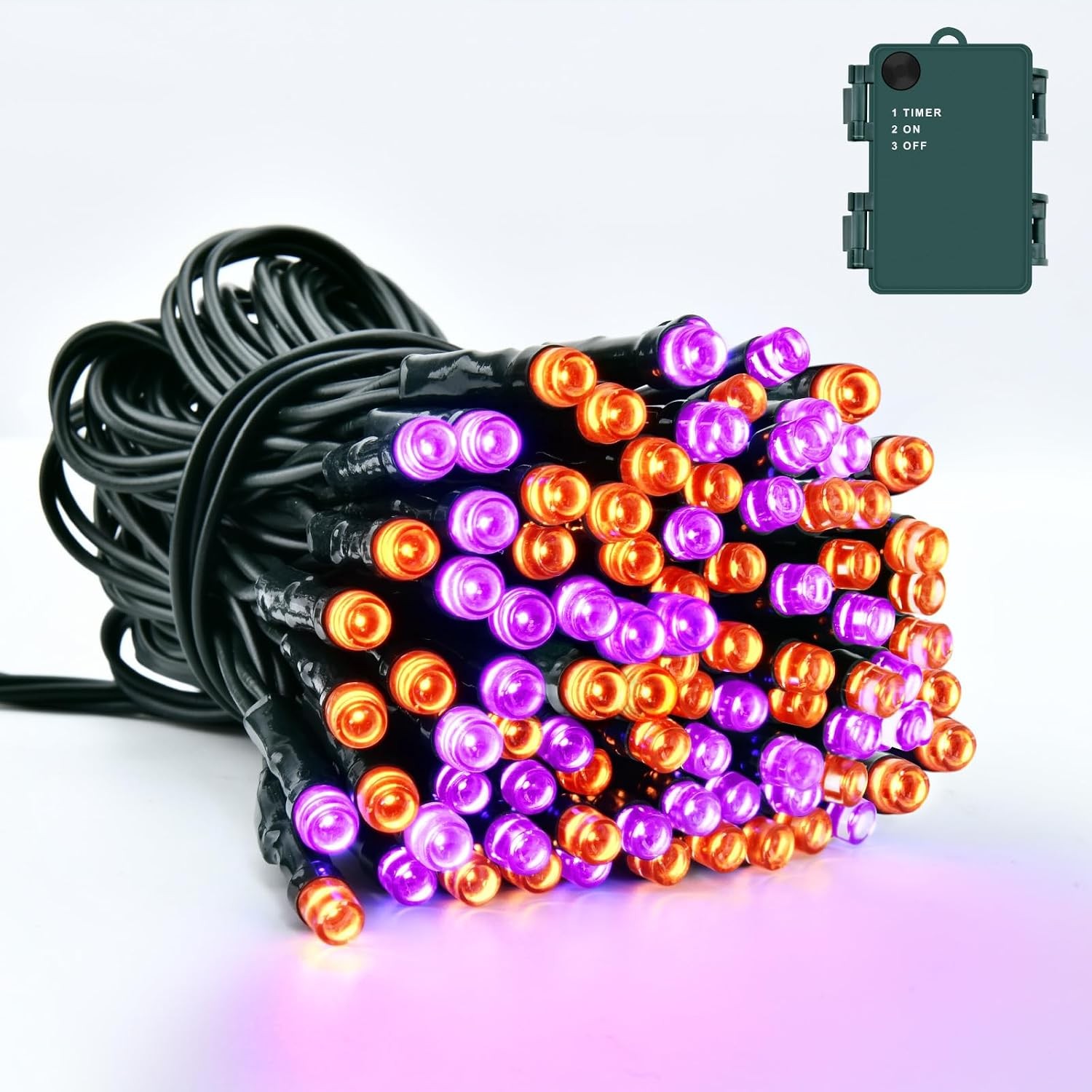 Dalugo Halloween Lights, 5M 50 LED Orange Purple Fairy Lights with Timer, IP65 Waterproof