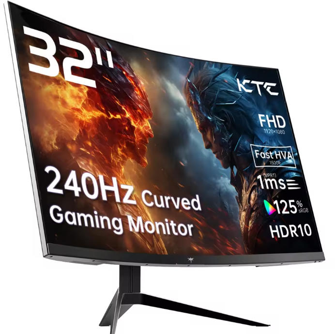 KTC 32 Inch Curved Gaming Monitor, Full HD 1080P@240Hz Monitor, VA 1500R, 1ms, Adaptive Sync, HDR10, HDMI 2.0 / DP1.4, 125% sRGB