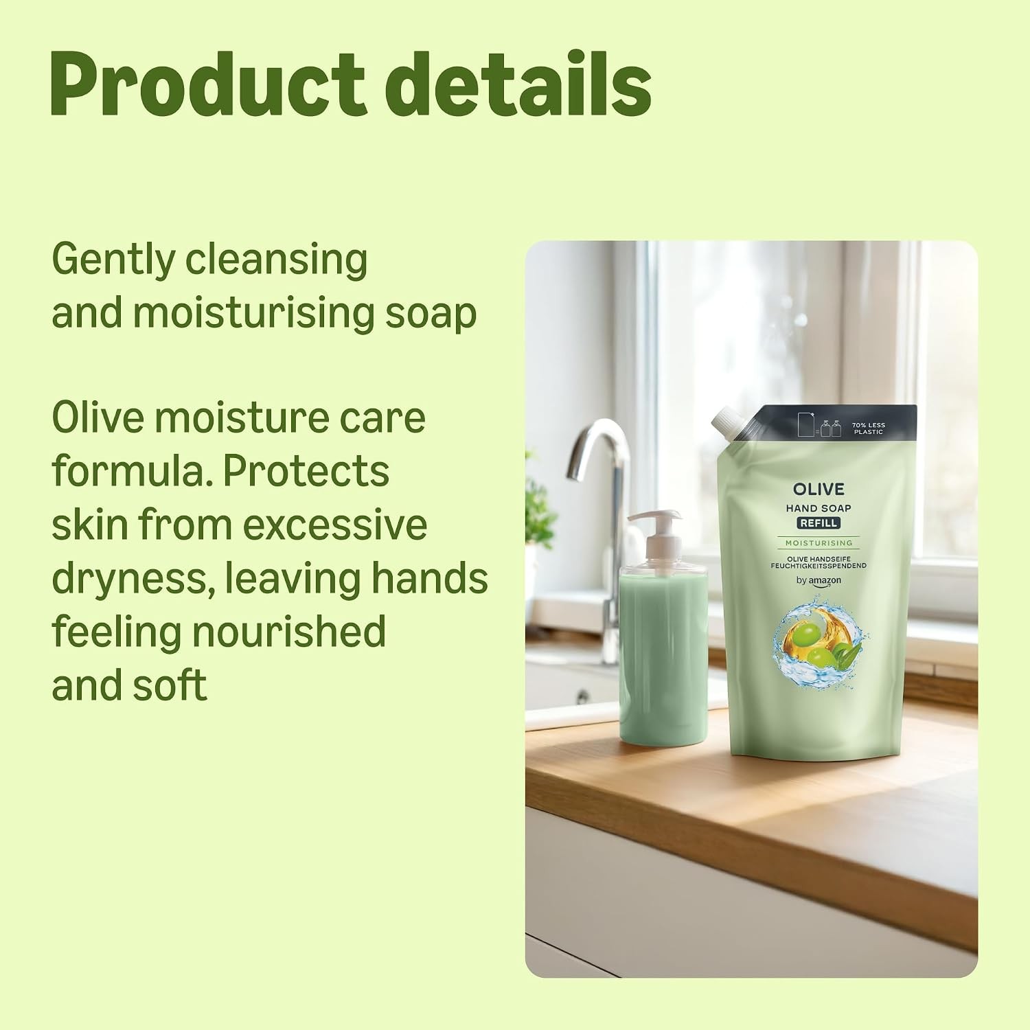 by Amazon Olive Hand Soap Refill, 2 x 1000ml