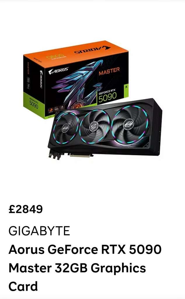 Gigabyte Aorus GeForce RTX 5090 Master 32GB Graphics Card