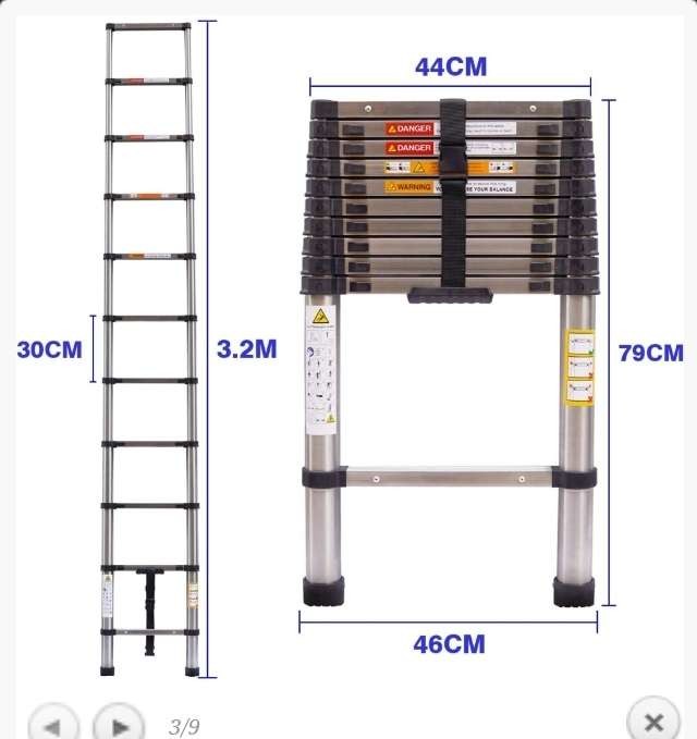 3.2M Telescopic Ladder, Portable Step Ladder, EN131 Certified, Sold by LMstarz
