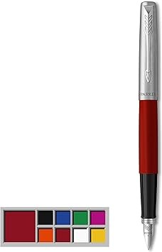 Parker Jotter Originals Fountain Pen, Classic Red Finish, Medium Nib, Blue & Black Ink