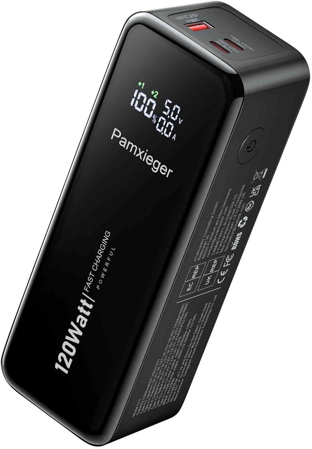 Pamxieger 27000mAh 120W USB-C Power Bank with Smart Digital Display