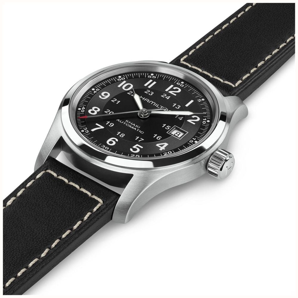 Hamilton Khaki Field Automatic 42mm Black Dial Black Leather Strap H70605733