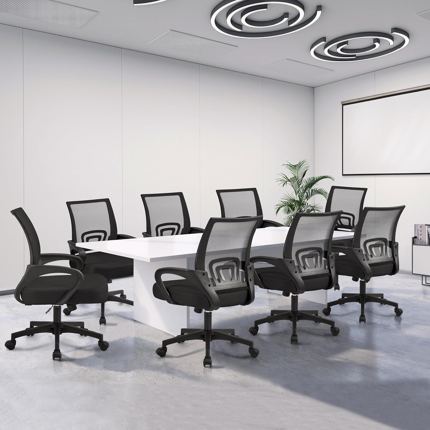 Yaheetech Modern Ergonomic Office Chair Adjustable Swivel Mesh Computer Chair with Back Support Arms
