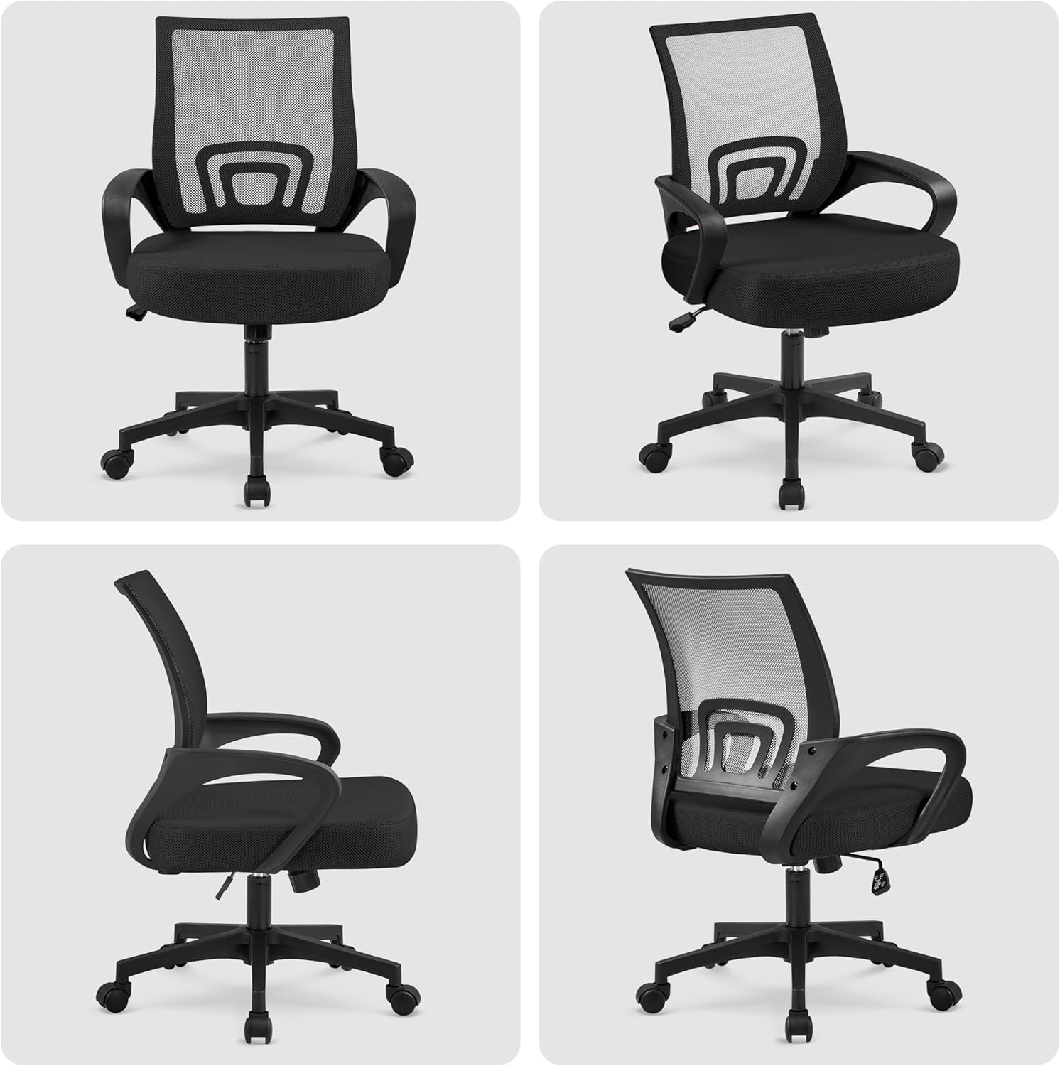 Yaheetech Modern Ergonomic Office Chair Adjustable Swivel Mesh Computer Chair with Back Support Arms
