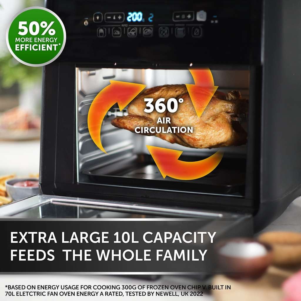 Breville Halo Rotisserie Air Fryer, big 10L digital oven, FryBake & Dehydrate, 2000W