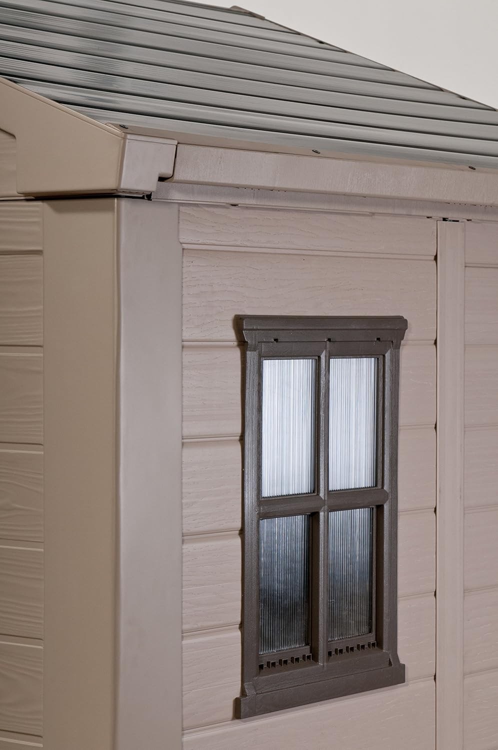 Keter Factor Outdoor Apex Double Door Garden Storage Shed 6 x 6ft Beige Brown