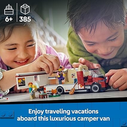 LEGO City Holiday Adventure Camper Van Toy, 60454, for 6+ Year Old Boys & Girls, Includes 3 Minifigures & Accessories