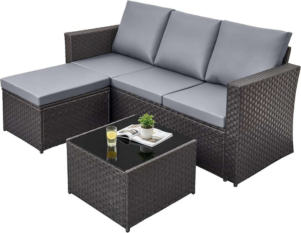 Rattanstar 4 Seater Garden Furniture Set, Outdoor High-Back, Black, Rattan Star