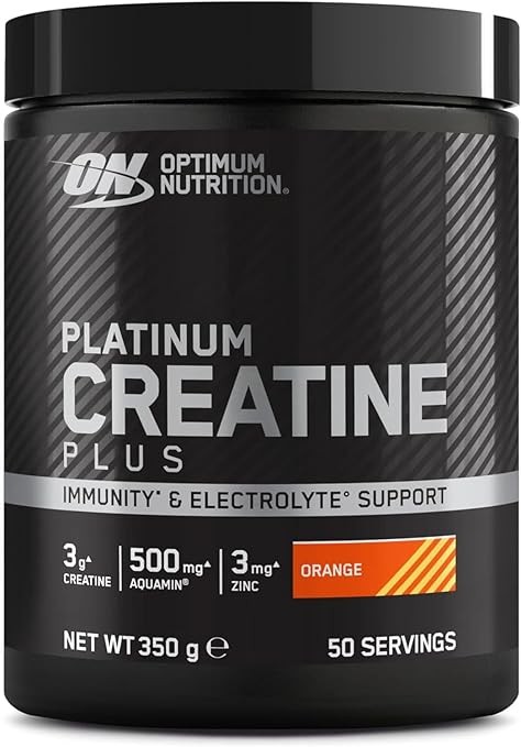 Optimum Nutrition Platinum Creatine Plus, Advanced Food Supplement, Aquamin Magnesium, Orange Flavour, 50 Servings, 350 g