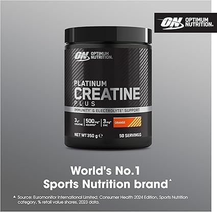 Optimum Nutrition Platinum Creatine Plus, Advanced Food Supplement, Aquamin Magnesium, Orange Flavour, 50 Servings, 350 g