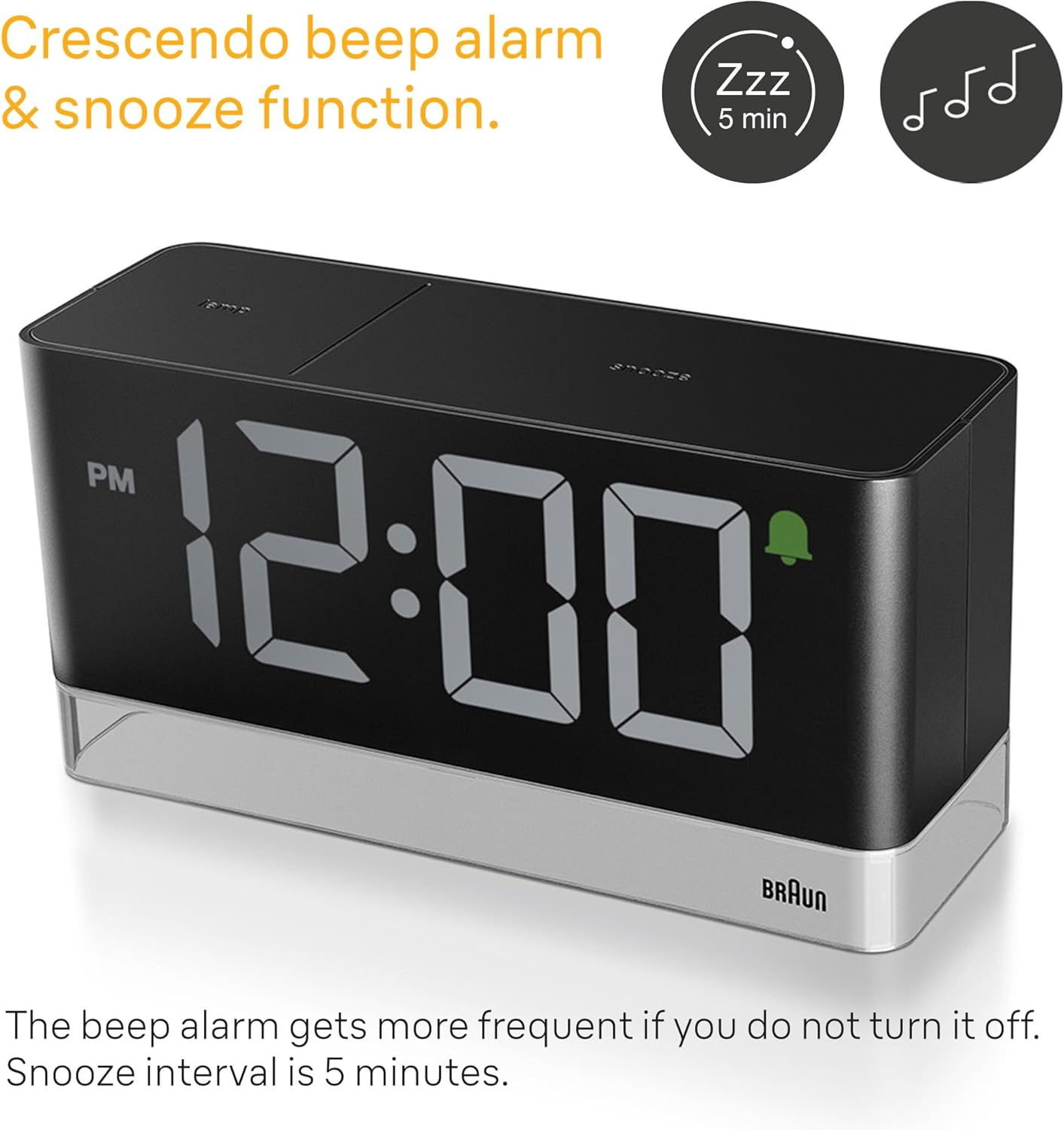Braun Digital Alarm Clock with Extra Large LED Display