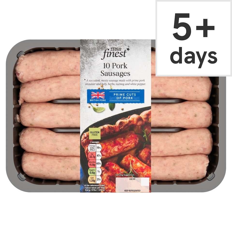 Clubcard price for Tesco Finest 10 Traditional Pork Sausages 667g