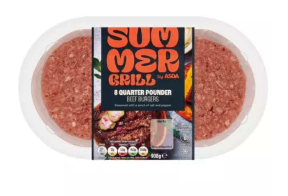 ASDA 8 Quarter Pounder Beef Burgers 908g