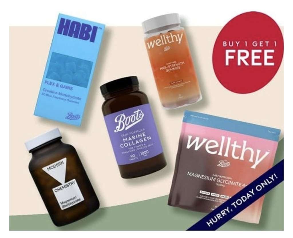 BOGOF on Selected Vitamins & Supplements, from £1.49 for 2, £1.50 C&C