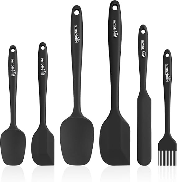 NileHome Silicone Spatula Set, 6 Pieces, Food Grade Kitchen Utensils with Silicone Brush, Heat Resistant, BPA-Free Rubber Spatula