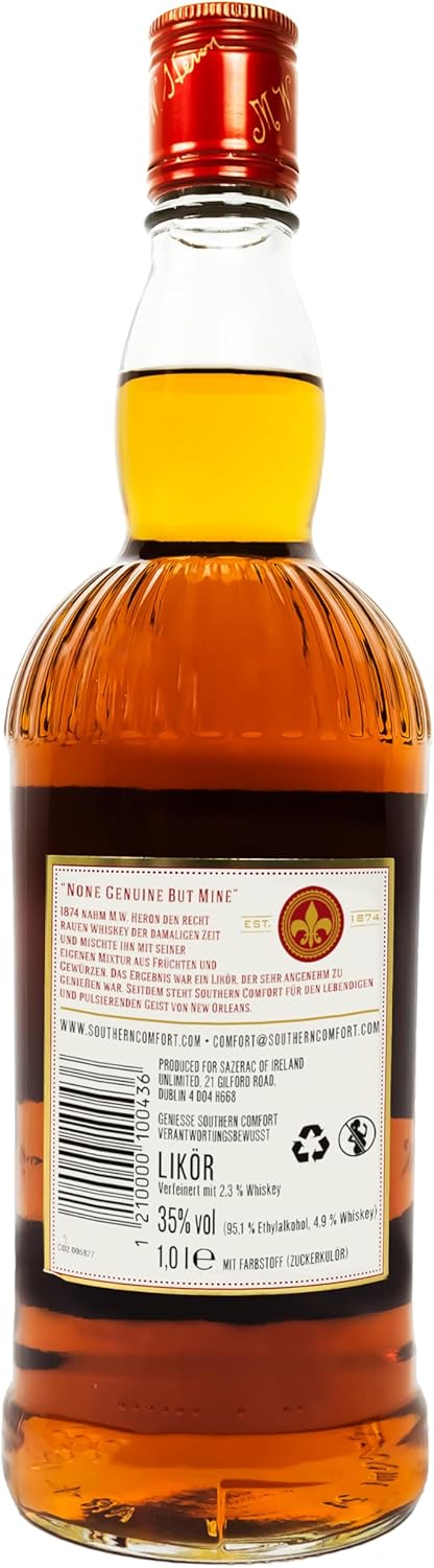 Southern Comfort Original Whiskey Liqueur, 1l, 35% ABV, Gift Idea | Original New Orleans Recipe, Smooth Blend of American Whiskey with Notes of Orange, Vanilla, and Cinnamon