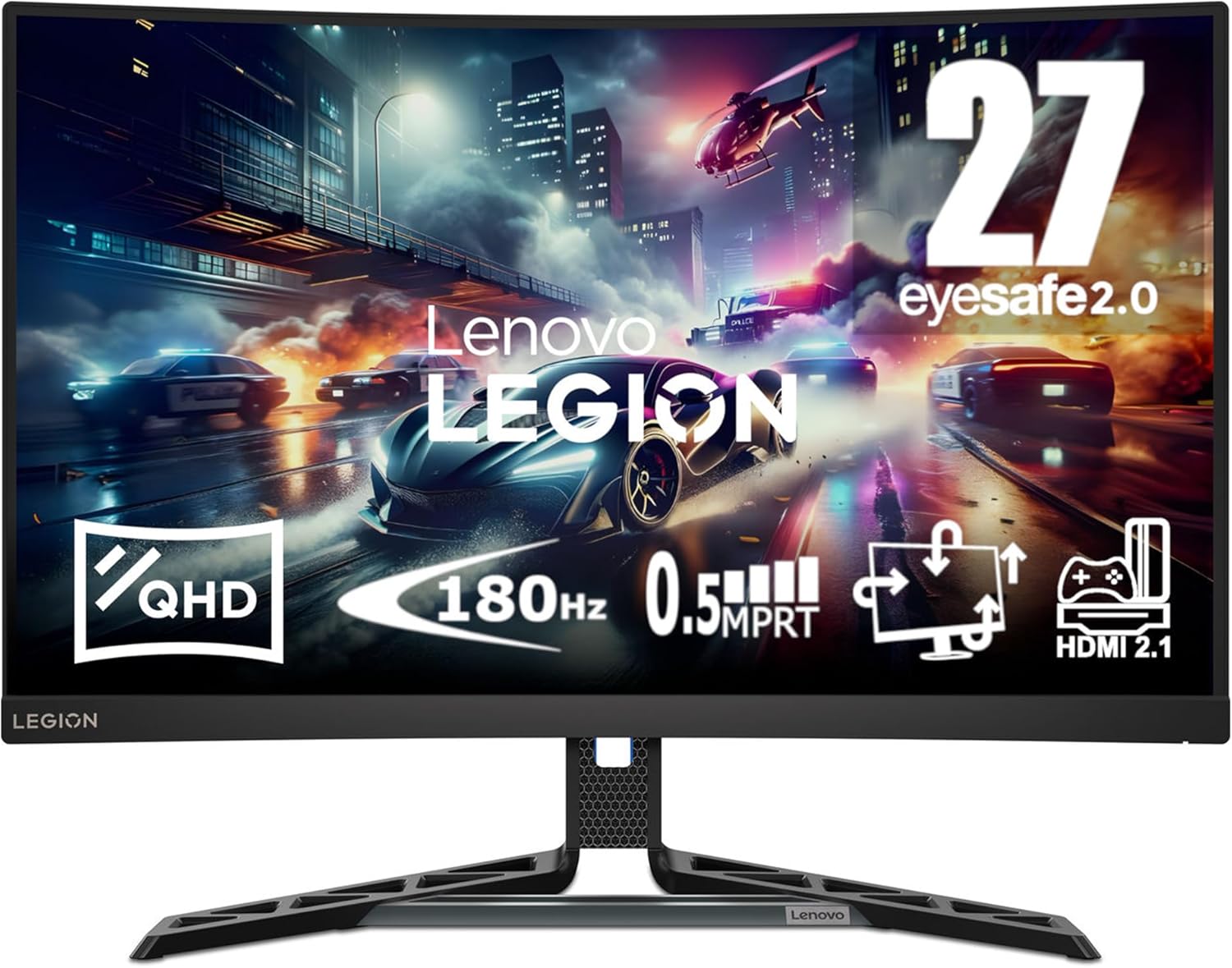 Lenovo Legion R27qc-30 | 27" QHD Curved Gaming Monitor | 180Hz, 0.5ms MPRT, Speakers, EyeSafe, VESA : Amazon.co.uk: Computers & Accessories