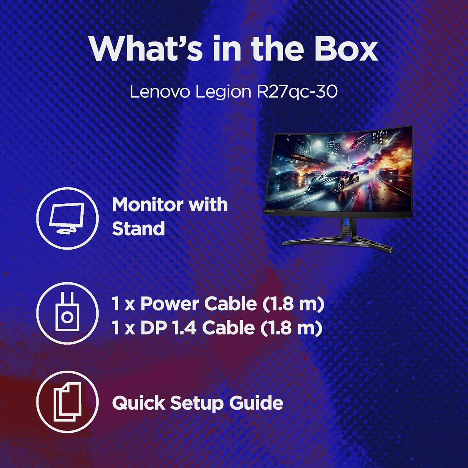 Lenovo Legion R27qc-30 | 27" QHD Curved Gaming Monitor | 180Hz, 0.5ms MPRT, Speakers, EyeSafe, VESA : Amazon.co.uk: Computers & Accessories