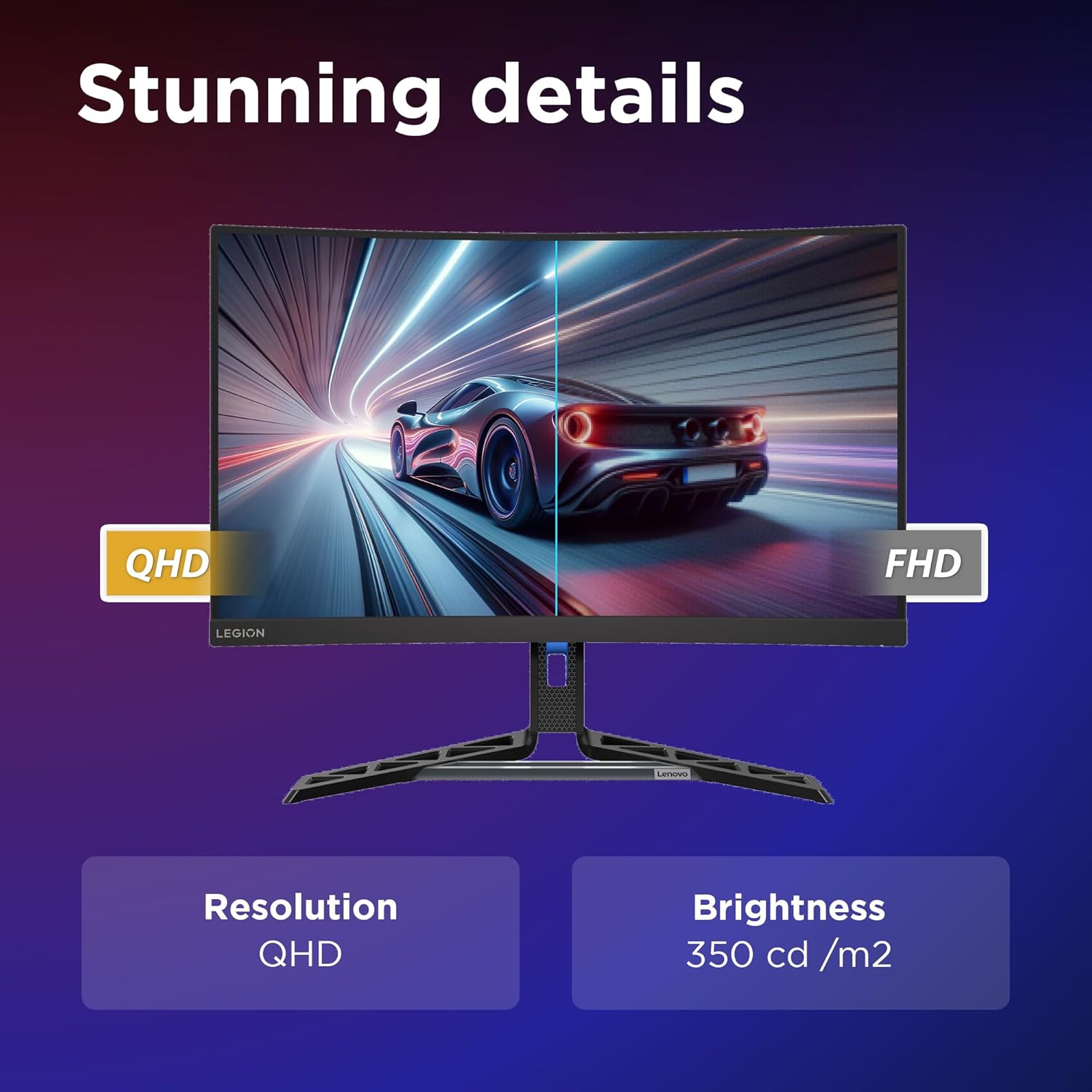 Lenovo Legion R27qc-30 | 27" QHD Curved Gaming Monitor | 180Hz, 0.5ms MPRT, Speakers, EyeSafe, VESA : Amazon.co.uk: Computers & Accessories