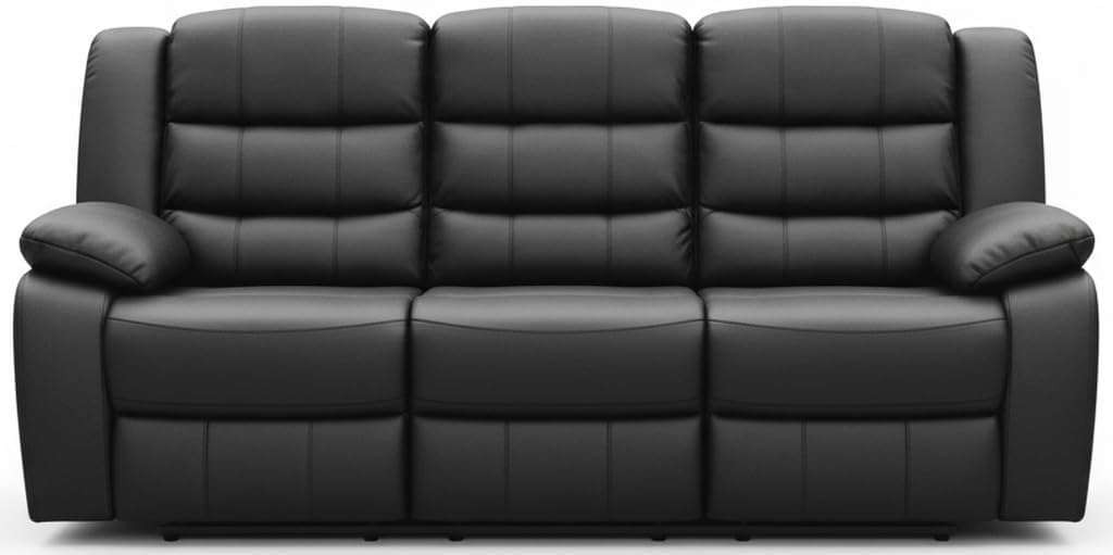 MNS PU Leather Recliner Sofa, 3+2 Seater, Black at My New Sofa