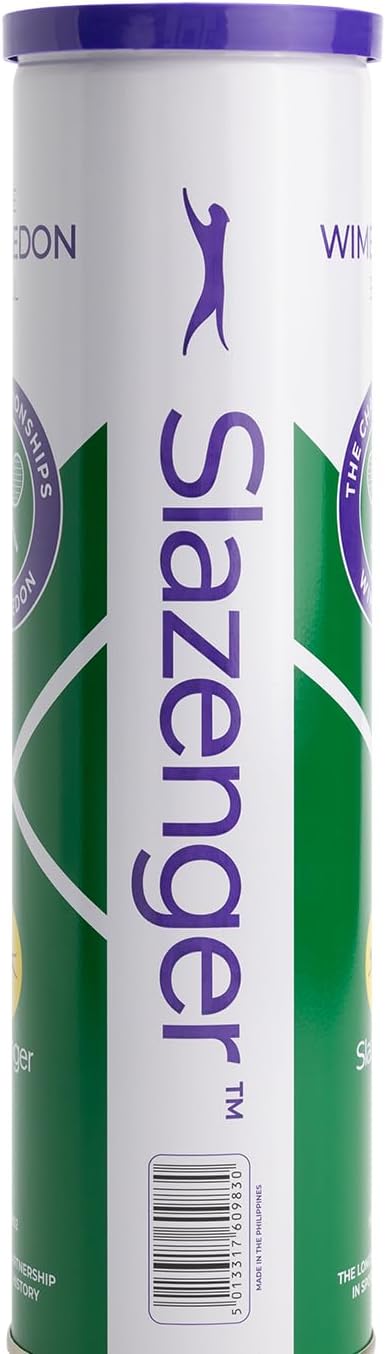 Slazenger Dunlop Wimbledon tennis ball, official Wimbledon tennis ball, ITF approved, metal box (4 balls)