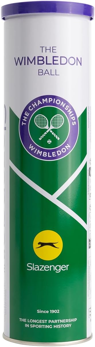 Slazenger Dunlop Wimbledon tennis ball, official Wimbledon tennis ball, ITF approved, metal box (4 balls)