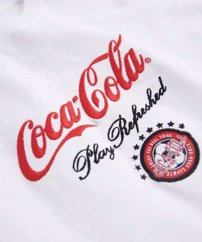 White Coca Cola Football Graphic T-Shirt, Sizes S to XXXL, Free click and collect