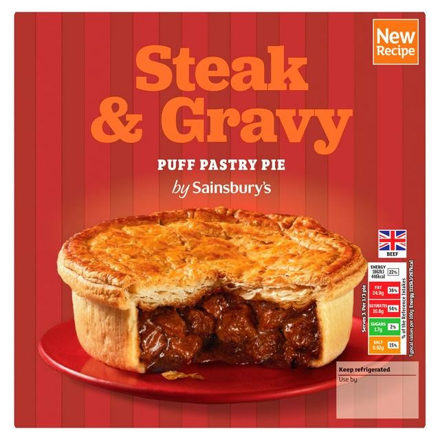 Sainsbury's Steak and Gravy Puff Pastry Pie 500g