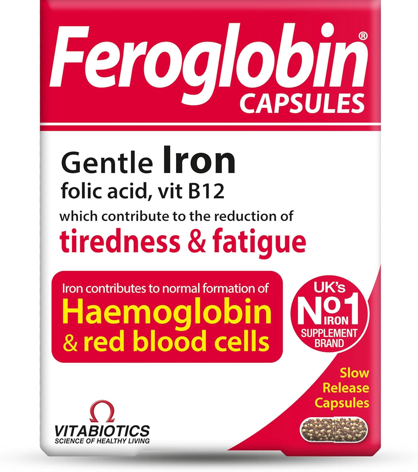 Feroglobin Capsules (30 Capsules) Gentle Iron, Folic Acid and Vitamin B12