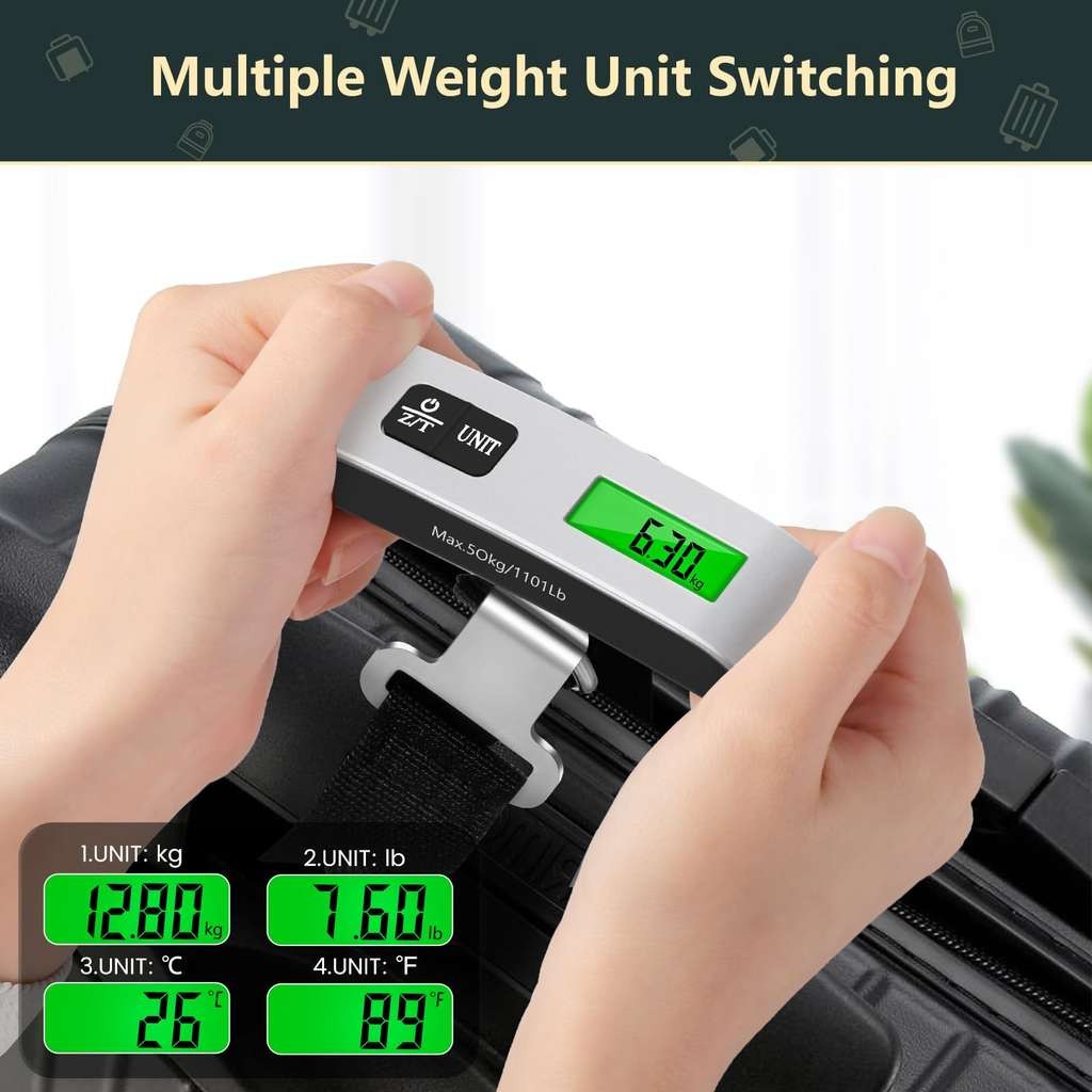 Brencco Electronic Luggage Scales, Portable Scales Max 50 kg/110 Lb