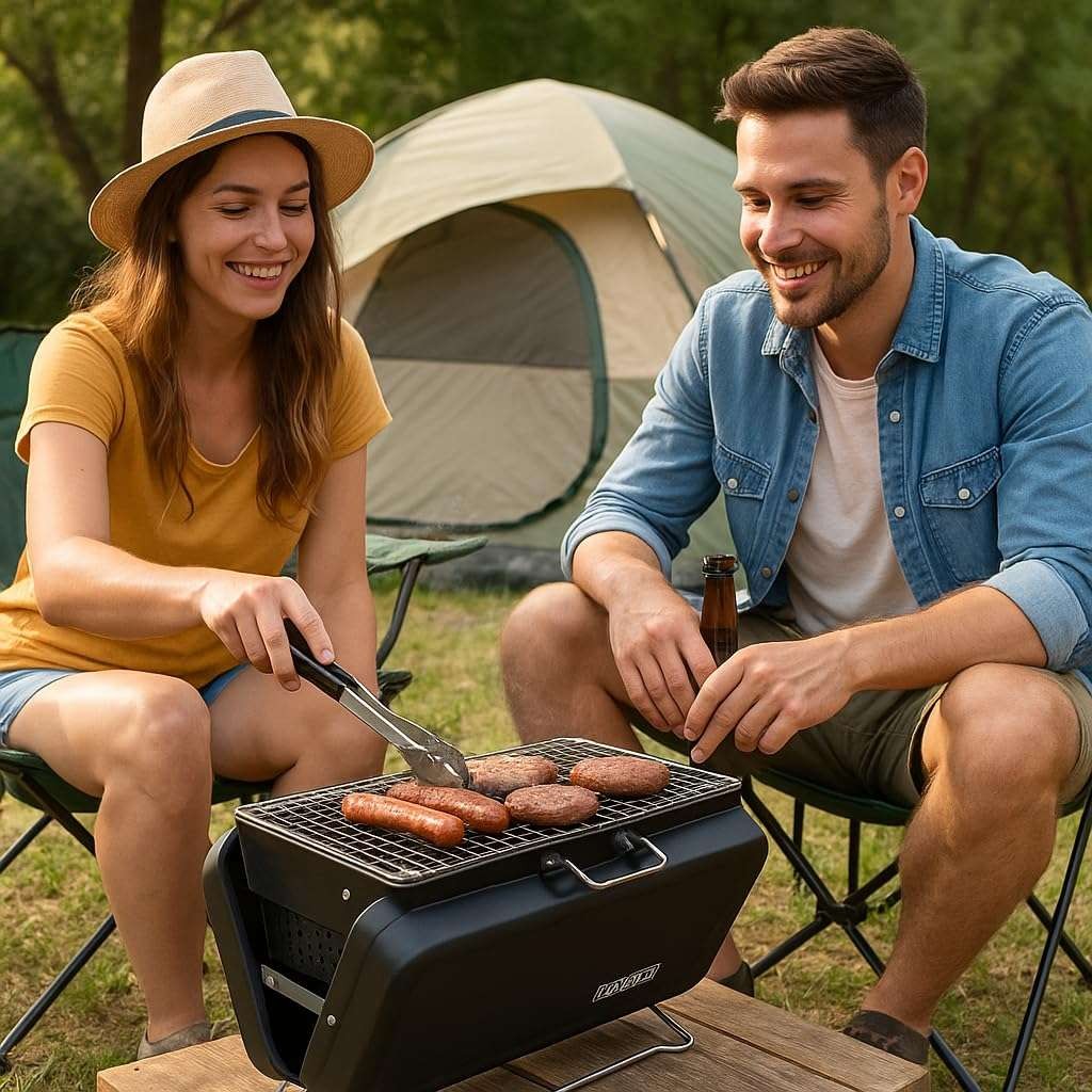 Valiant Portable Folding BBQ, black, handy for picnics and camping