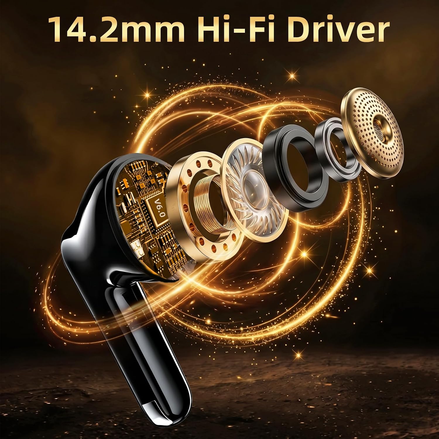 100H Bluetooth 6.0 Wireless Earbuds, Ear Buds 14.2mm Drivers with Big Bass Earphones, Air Pro 4 3 with ENC Noise Cancellation, 3g Lite In Ear Headphones, IP7 Ear Buds for iPhone Samsung Google Android