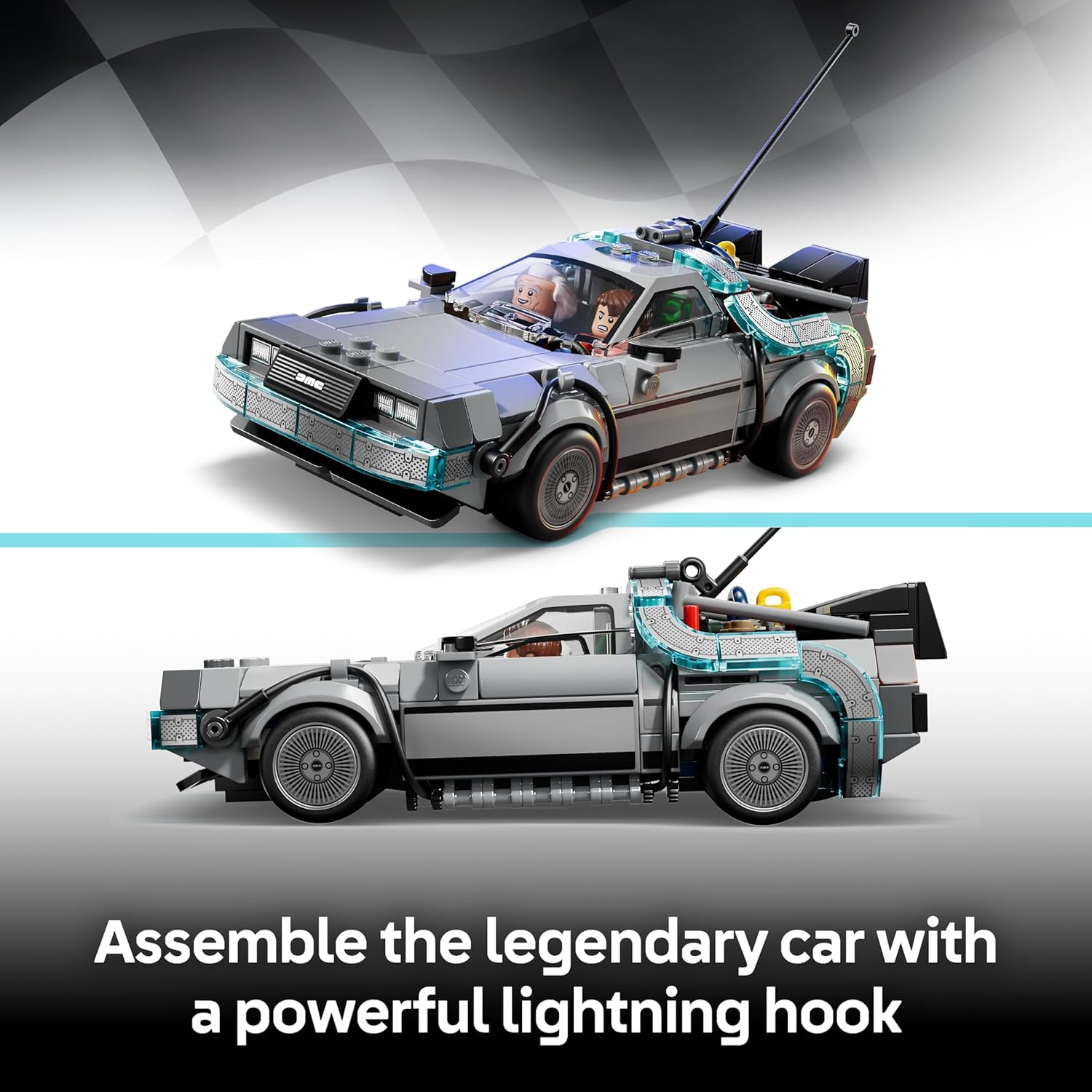LEGO Speed Champions Time Machine from Back to the Future Toy - Car Model Kit w/Doc Brown & Marty McFly Minifigures - Gift for 9+ Year Old Boys, Girls & Movie Fans - 77256