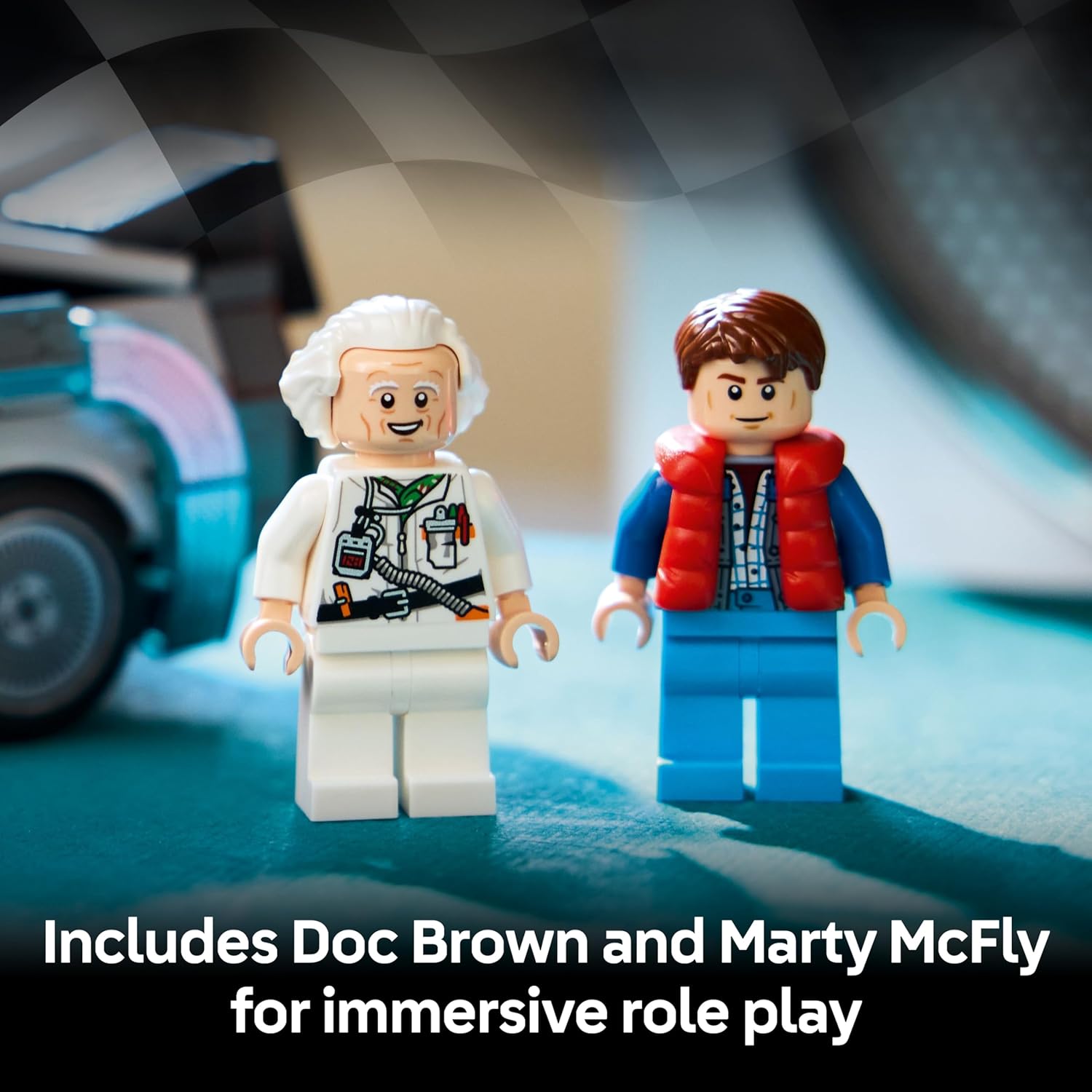 LEGO Speed Champions Time Machine from Back to the Future Toy - Car Model Kit w/Doc Brown & Marty McFly Minifigures - Gift for 9+ Year Old Boys, Girls & Movie Fans - 77256
