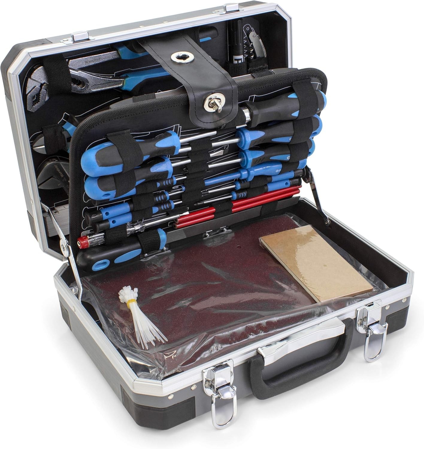 Karcher 114 Piece Tool Set, Chrome Vanadium & Carbon Steel, Hammer, Screwdriver, Socket Wrench, Bit Set, Tool Box