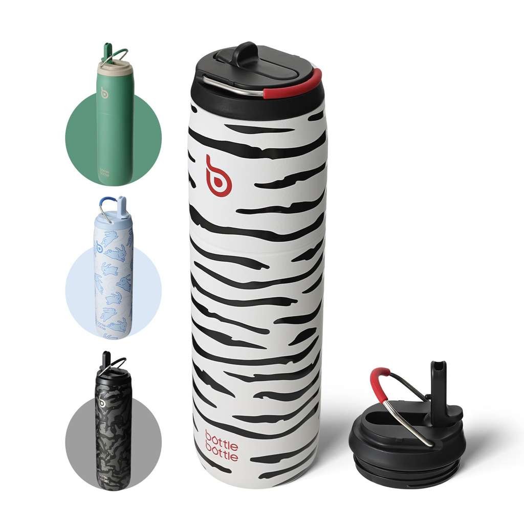 Bottle Bottle Stainless Steel Water Bottle with Straw and Lid, 32oz (846ml) Zebra