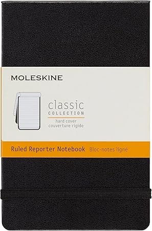 Moleskine Classic Ruled Paper Notebook, Hard Cover, Elastic Closure Journal, Black, Pocket 9 x 14 A6, 192 Pages