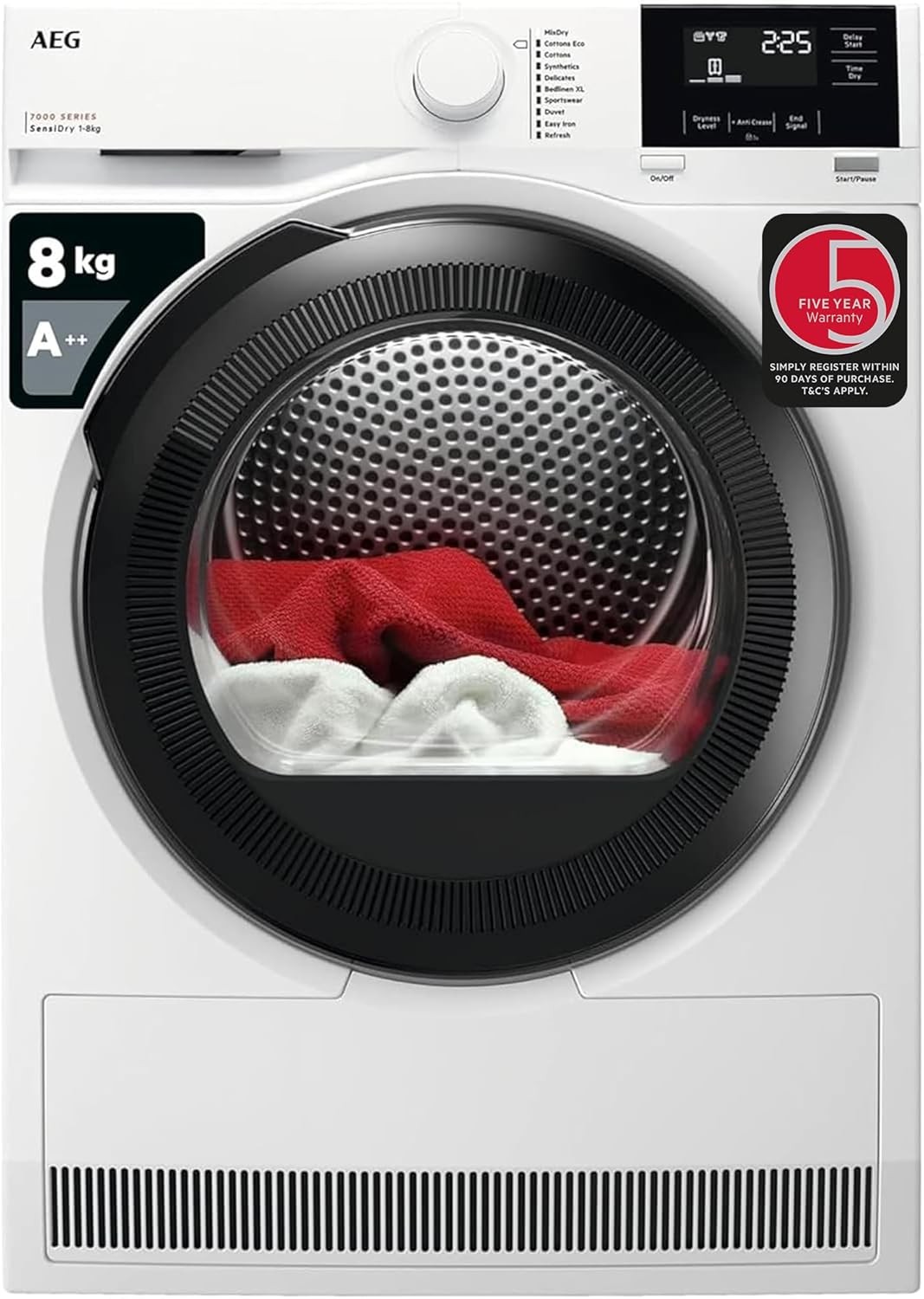 AEG 7000 Series Heat Pump Tumble Dryer 8kg TR718L4B, A++ Energy Class, White