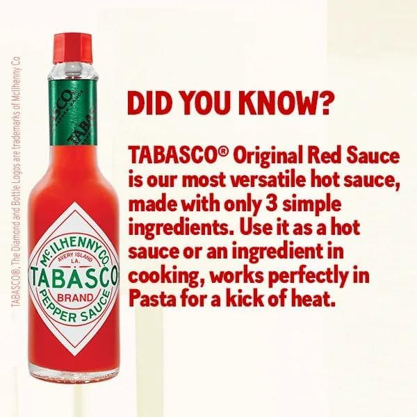 Tabasco Original Red Pepper Hot Sauce 57ml | Authentic & Classic Flavour Perfect for Spicing Up Any Dish