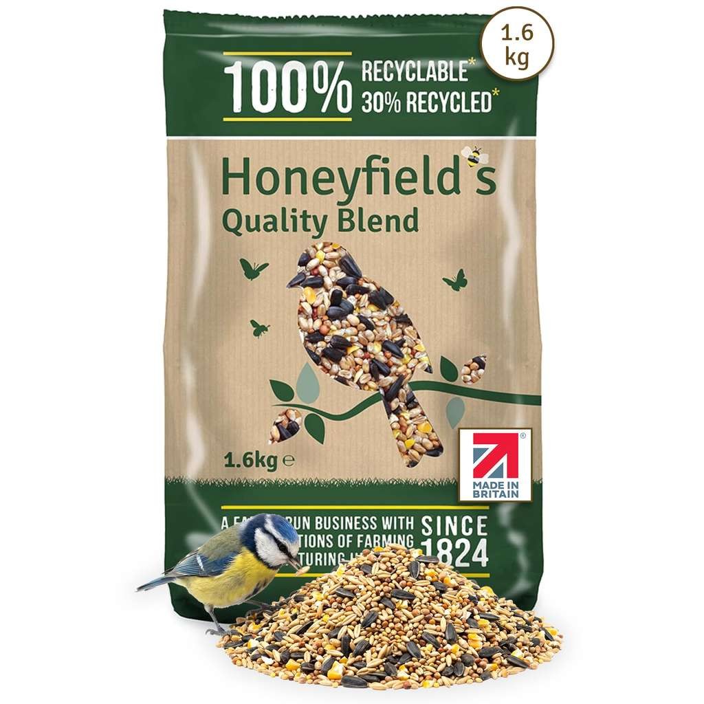 Honeyfield's wild bird seed mix, 1.6kg, £2.65 S&S. Wheat & black sunflower