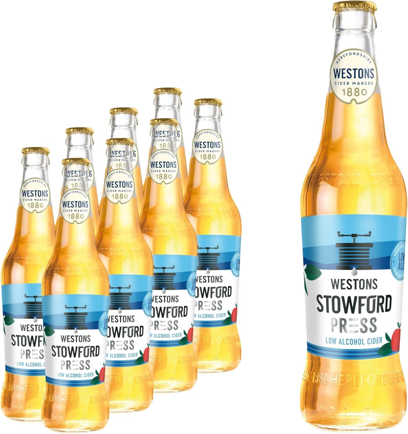 Stowford Press Low Alcohol Cider 8 x 500ml Glass Bottles, 0.5% ABV