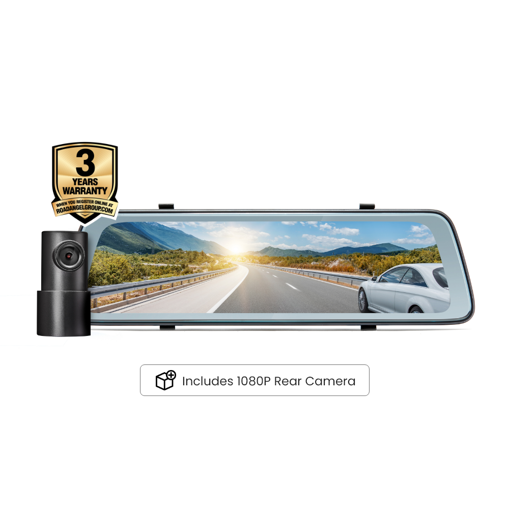 Road Angel Halo Vision 2 1440P Mirror Dash Cam, 10" touch screen, dual parking mode