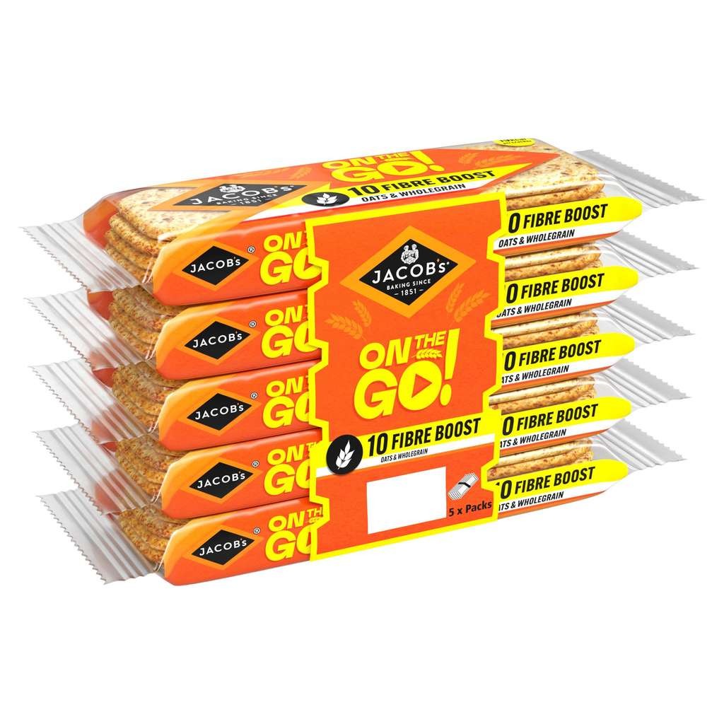 Jacob's On The Go Fibre Boost Oats and Wholegrain Crackers 5 x 46g