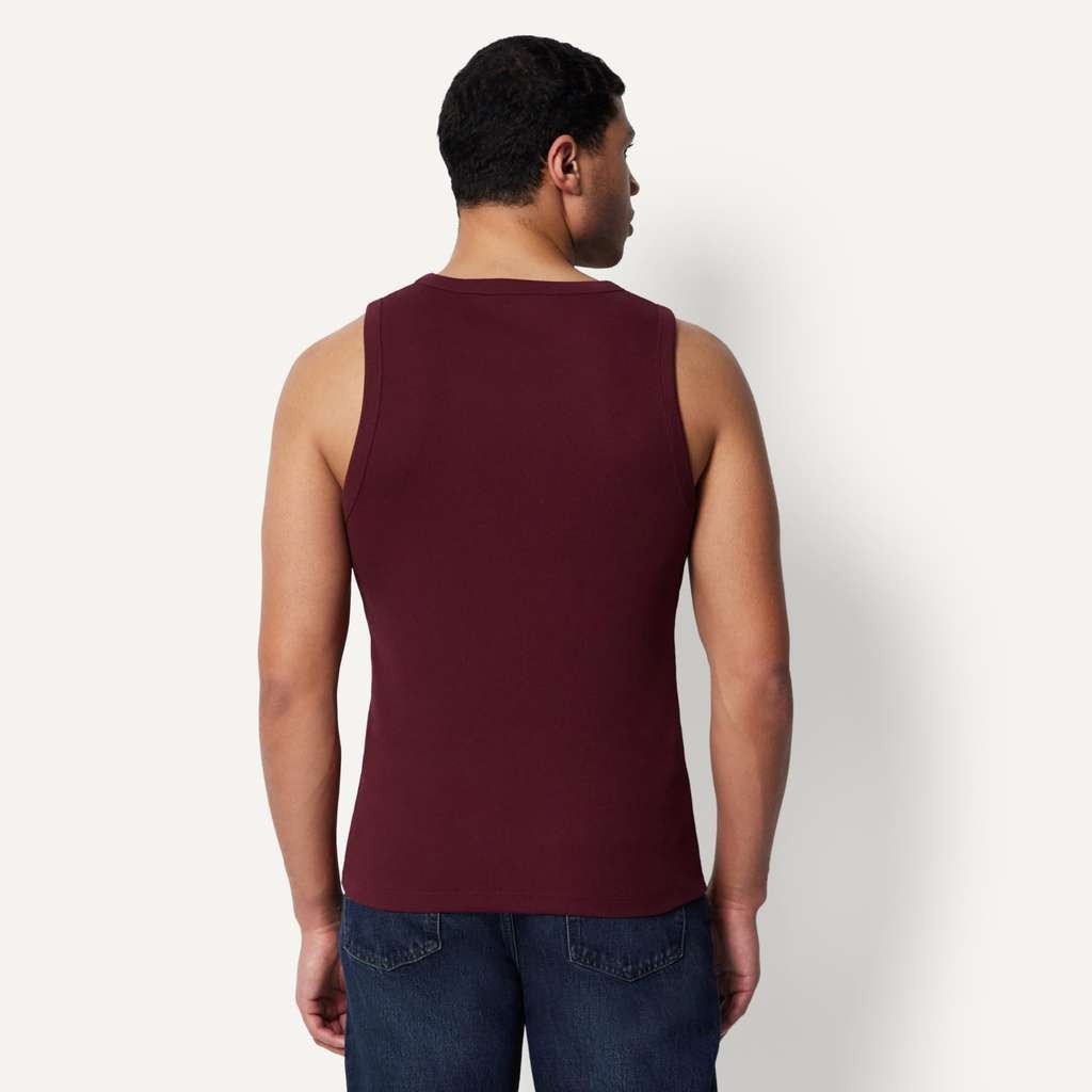 Amazon Essentials Men's Slim-Fit Ribbed Vest 2 Pack Red/Burgundy Medium/Large