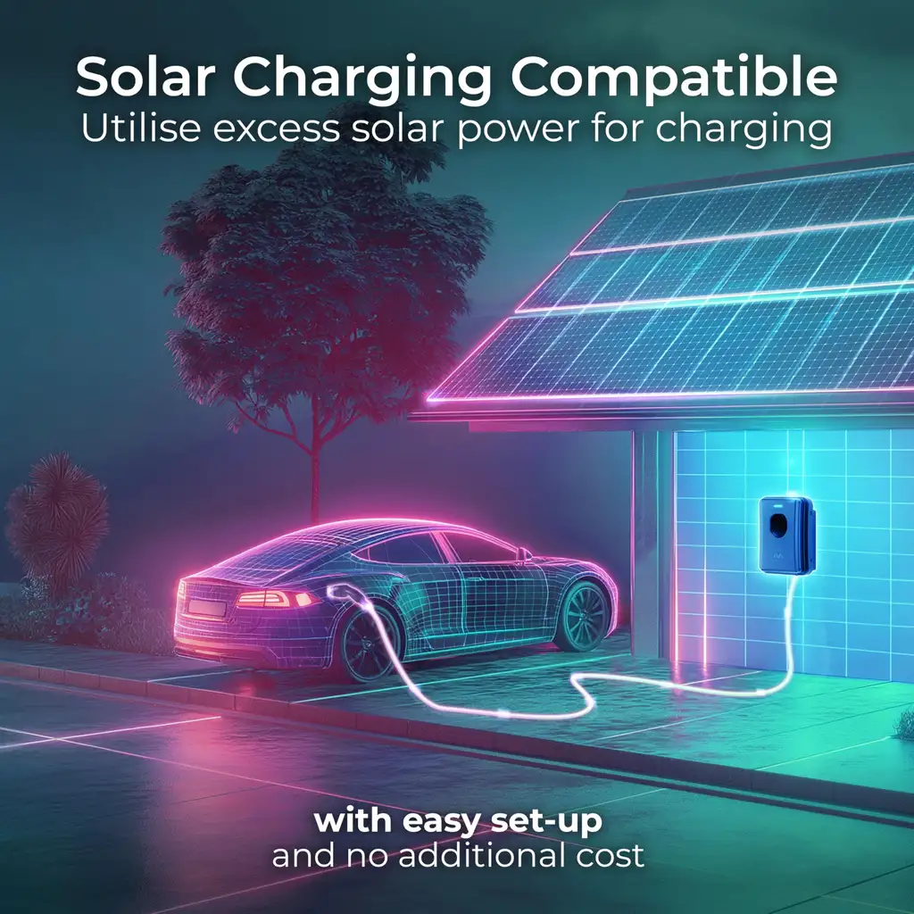 Masterplug Smart EV Home Wall Charger for Type 2 Electric and Plug-In Hybrid Vehicles with 5m Cable, Black