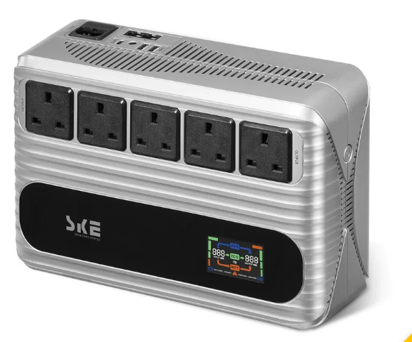 UPS Power Supply 850VA/480W Battery Backup & Surge Protector for Router and Computer with Smart LCD Display - Metallic Silver