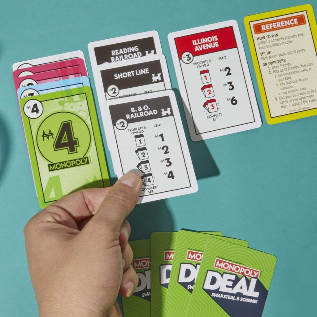Monopoly Deal card game by Hasbro, great for families, 2-5 players, ages 8+