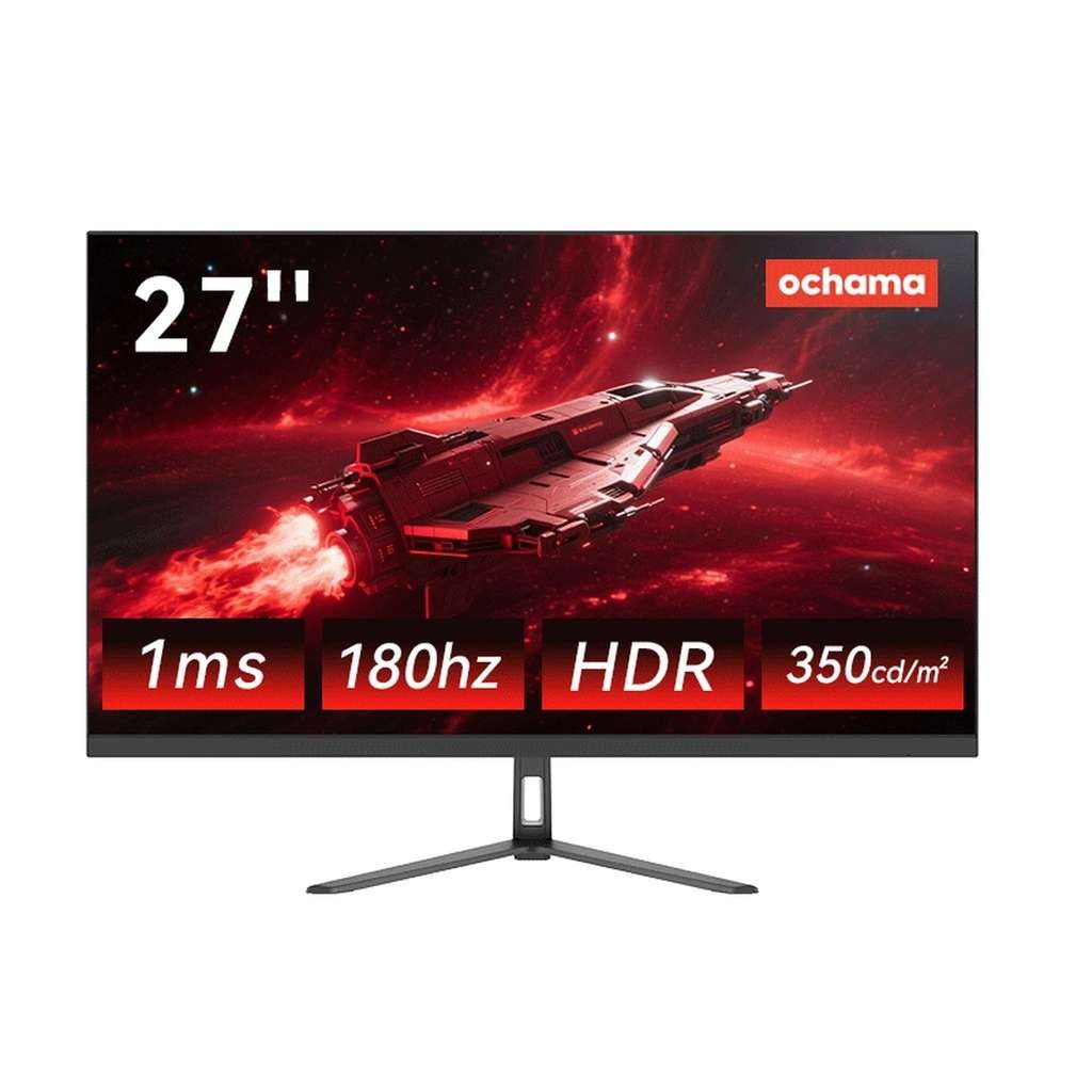 Ochama 27 Inch Gaming Monitor, 2K QHD IPS 180Hz, Free Wired Keyboard